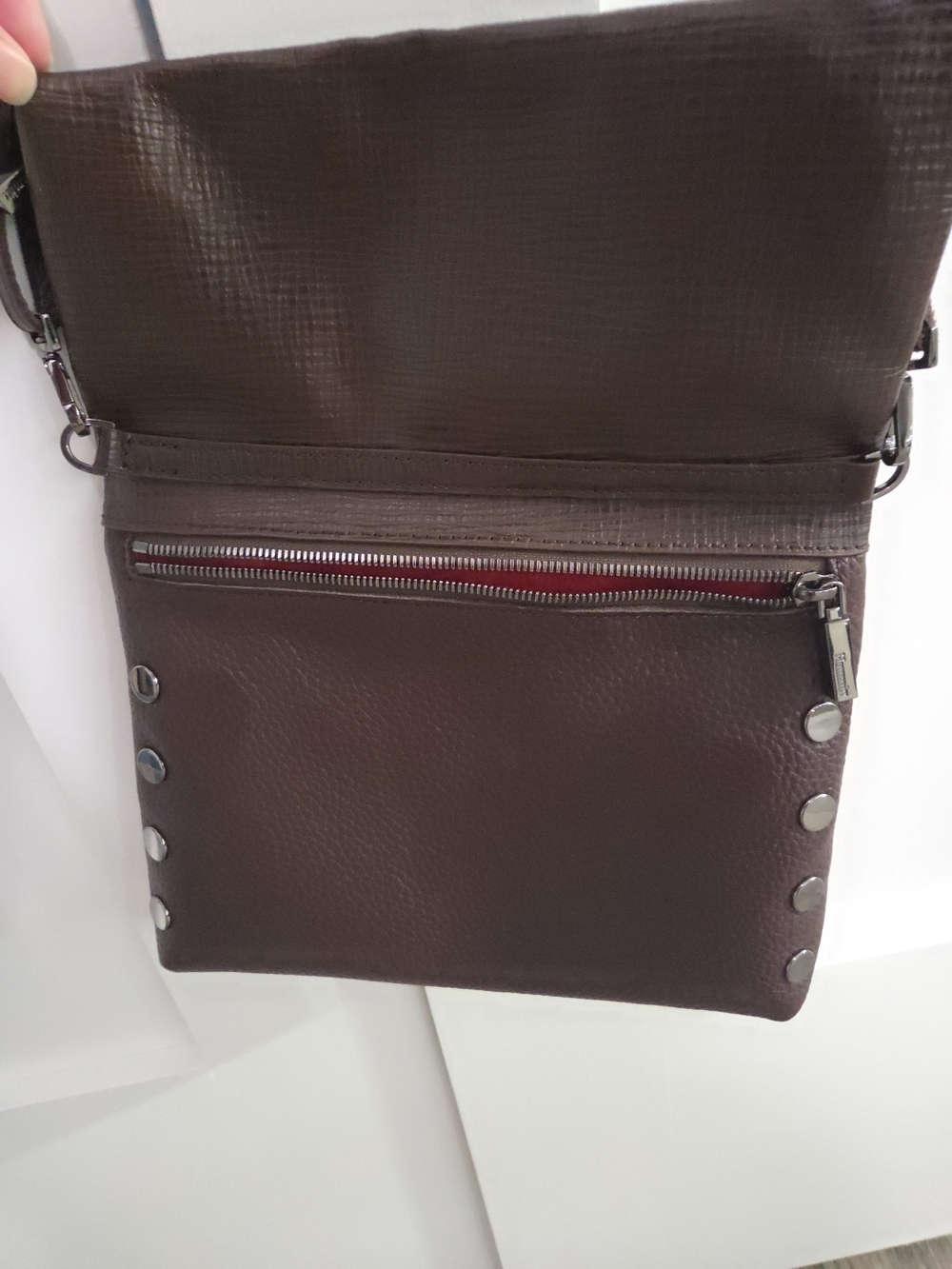 Hammitt Brown Leather VIP Medium Crossbody with Gunmetal Stud Accents - Picture 8 of 13